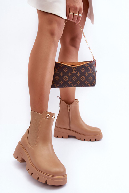 Жіночі шкіряні туфлі дербі з декором, бежевий Lobb