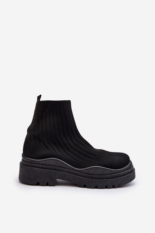 Чорні жіночі чоботи-носки на масивній підошві Elipara