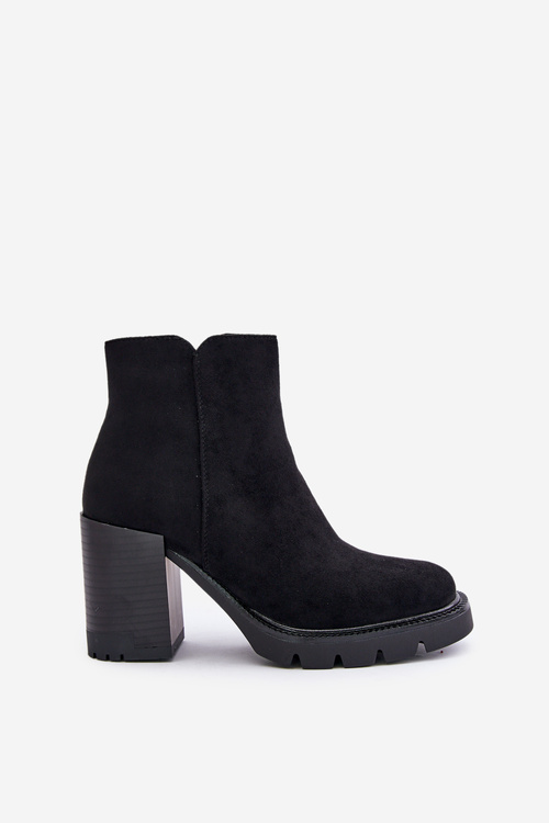 Екозамшеві ботильйони на підборах чорні Cediona