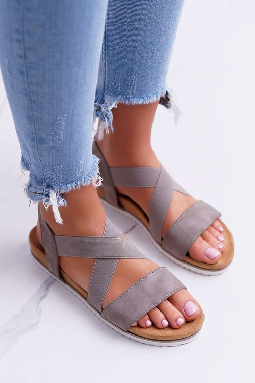 Жіночі босоніжки з гумками кольору хакі Ітако