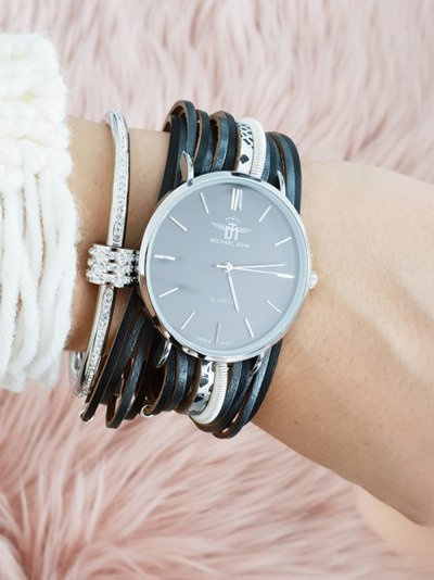 Жіночий годинник Michael John з ремінцем Pepero Black