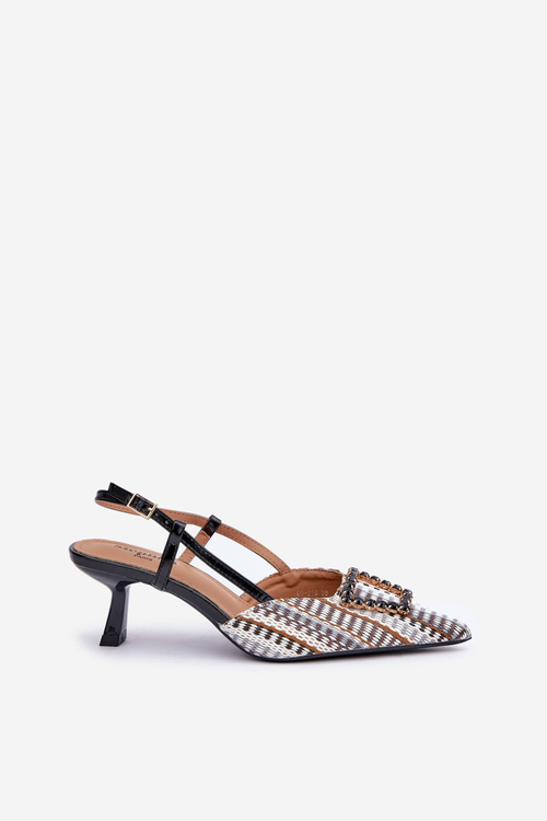 Туфлі На Каблуку З Декорацією І Відкритою Пяткою Чорні Teminora