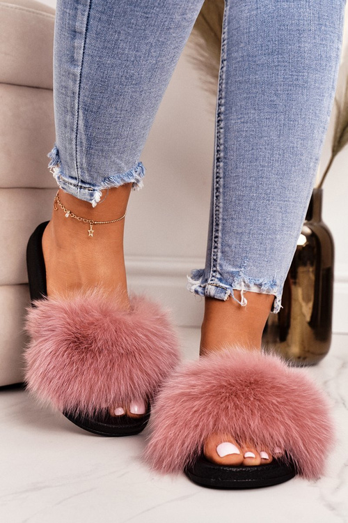 Жіночі тапочки з хутром Belmondo рожеві