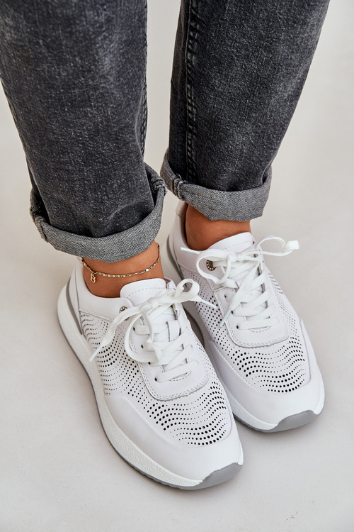 Шкіряне Спортивне Взуття Жіночі Кросівки S.Barski LR51-551 Білі