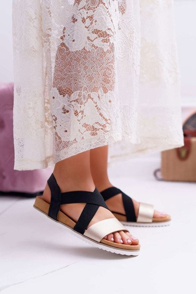 Чорні жіночі босоніжки з гумками Itako