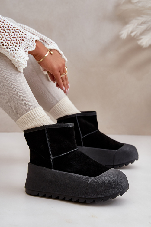 Теплі замшеві зимові черевики на платформі Big Star OO274A213 Чорні