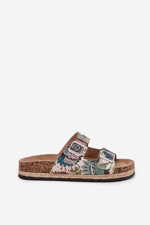 Візерункові жіночі тапочки на корковій платформі з пряжками Lee Cooper LCW-25-35-3483L Багатоколірні