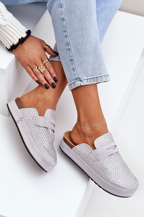 Жіночі Сандалі, Прикрашені Цирконами, На Платформі Сірі Deorani