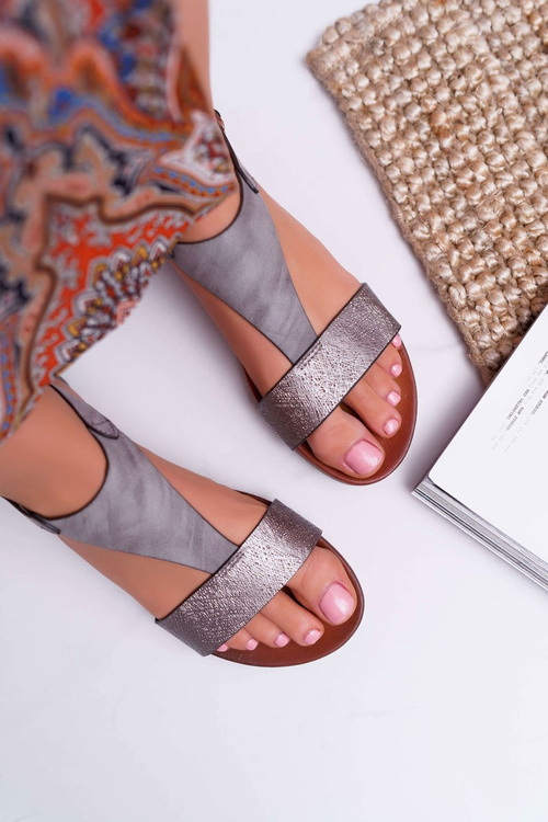 Жіночі сандалі на плоскій підошві Sergio Leone SK020 сірі Magra