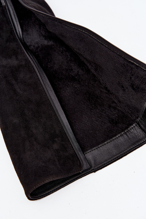 Жіночі чоботи на підборах із золотою пряжкою підбиті чорні Seraphine