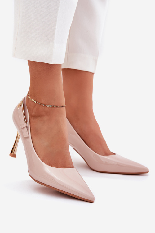 Лакові Туфлі З Золотою Пряжкою Бежеві Мівіра