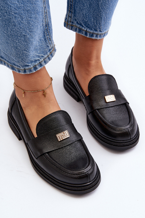 Чорні шкіряні жіночі мокасини Zazoo 20165