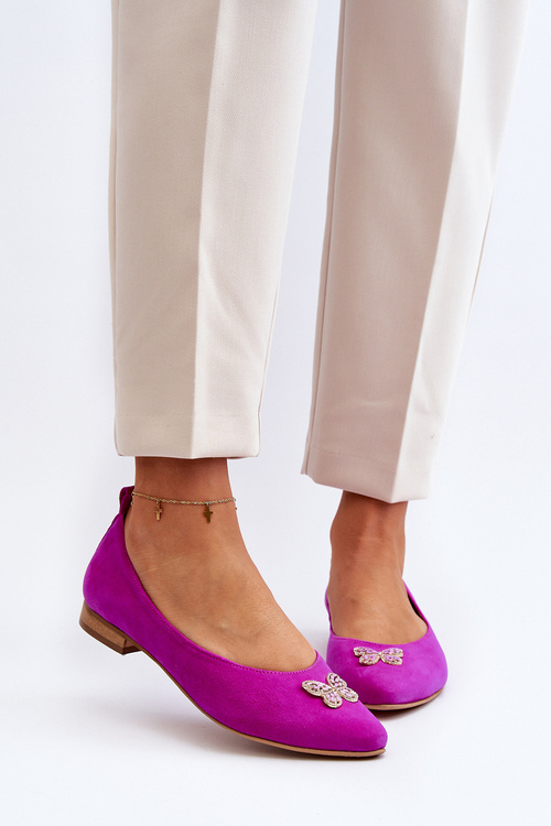 Шкіряні балетки з золотисто-білими прикрасами Zazoo 2885