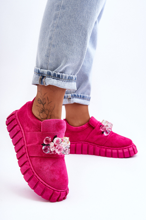 Модне спортивне взуття на слипонах з декором Fuchsia Desire