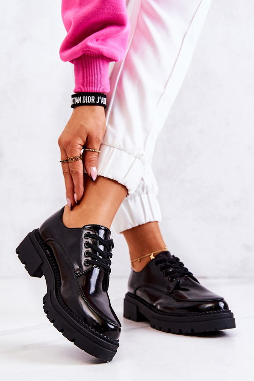 Лаковані туфлі на шнурівці La.Fi Black Joselin