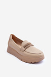 Шкіряні туфлі на платформі з орнаментом світло-бежевий Lehira