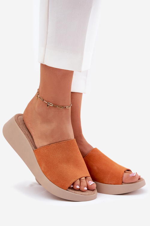 Замшеві Жіночі Сандалі На Котурні Panto Fino Помаранчеві RR267039