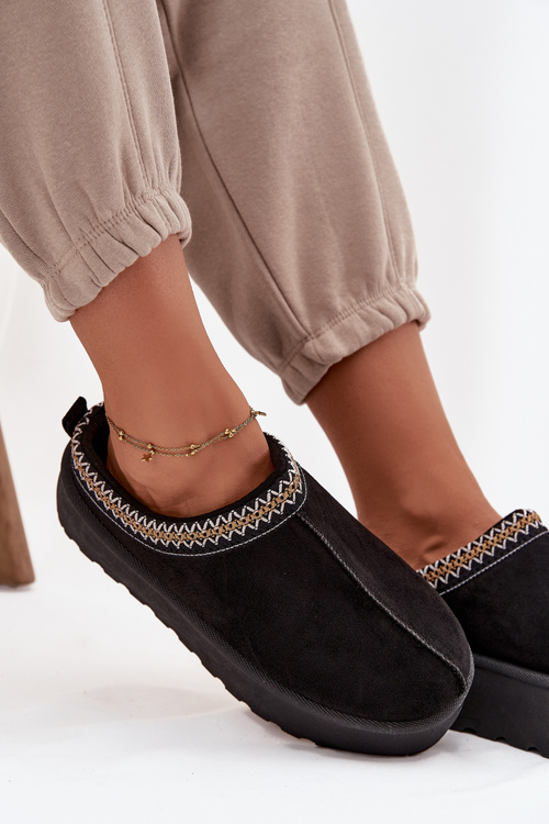 Жіночі зимові чоботи з декоративним вишивкою Чорний Jenira