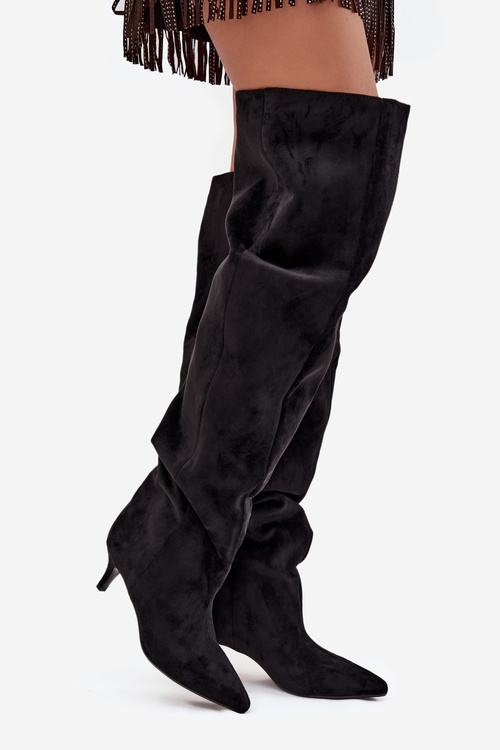 Чоботи жіночі на підборах чорні Ysolienne