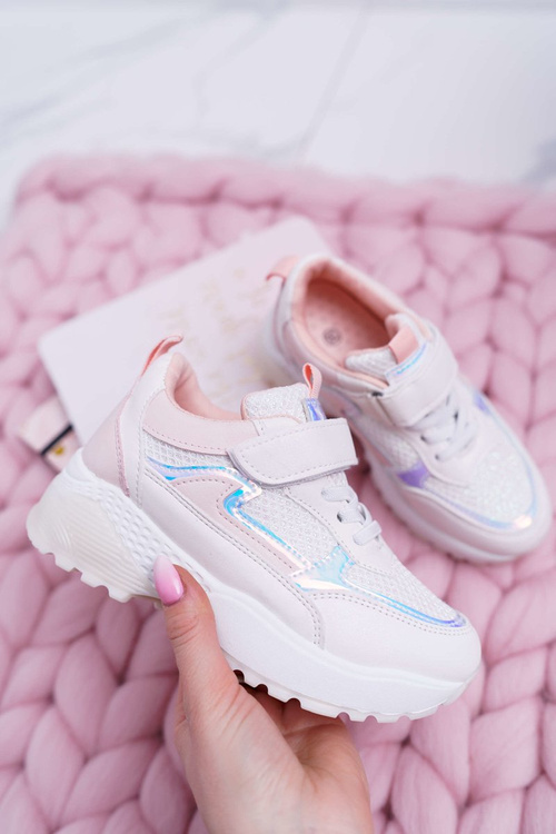 Дитяче спортивне взуття молодіжне на липучці рожеве Ariel