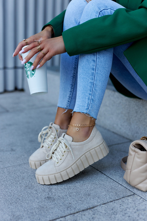 Замшеві броги Lewski Shoes 3163 Світло-бежевий