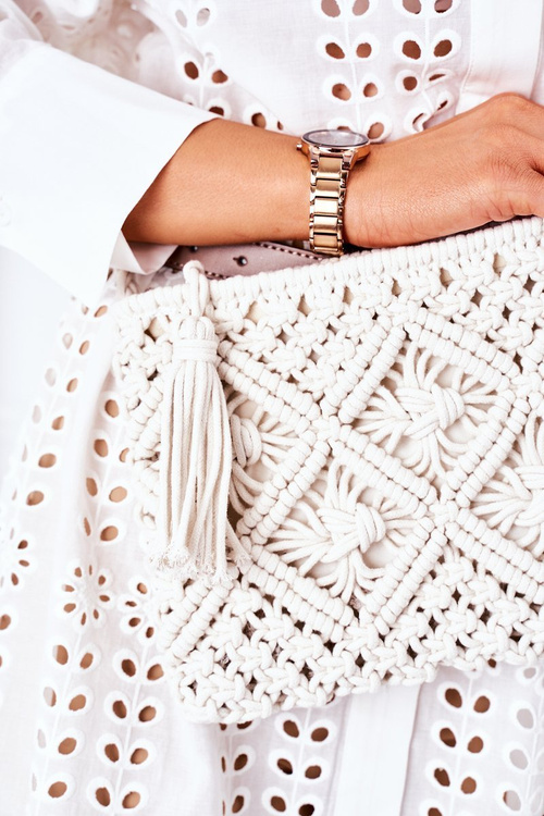 Сумка-мессенджер макраме BRUNO ROSSI Біла