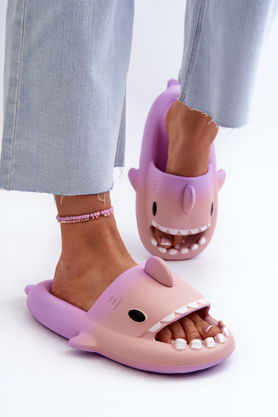 Жіночі легкі поролонові шльопанці з мотивом акули синього кольору Kasila