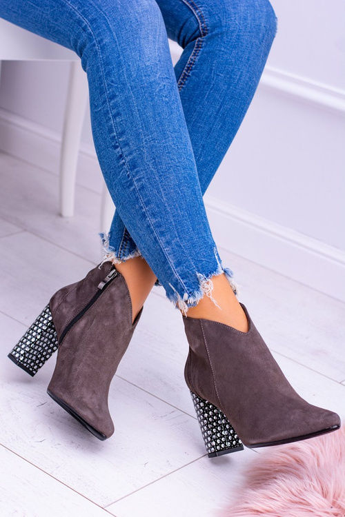 Елегантні замшеві черевики на шпильці Laura Messi хакі 1849