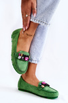 Жіночі замшеві лофери з декором Green Janetta 