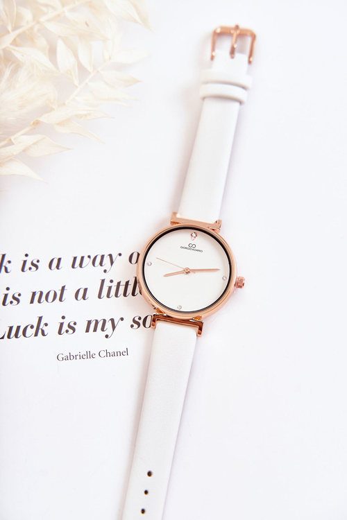 Жіночий класичний годинник на шкіряному ремінці Giorgio & Dario White