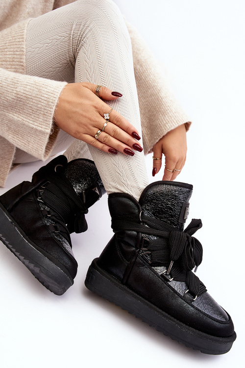 Жіночі зимові черевики зі шнурівкою D.Franklin DFSH370006 Чорні