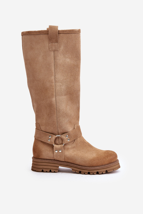 Жіночі замшеві чоботи бежеві Lewski 3615