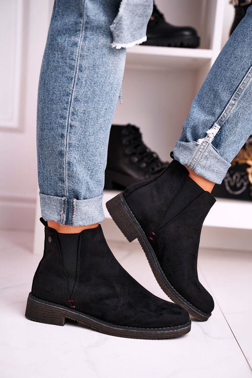 Класичні жіночі черевики челсі замшеві чорного кольору верес