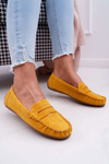 Жіночі мокасини жовте замшеве болеро