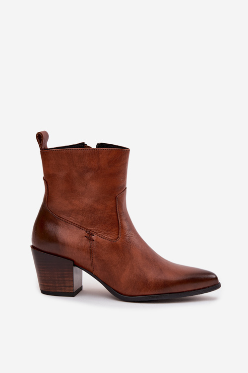 Шкіряні Чоботи На Каблуці Zazoo 60565 Коричневі