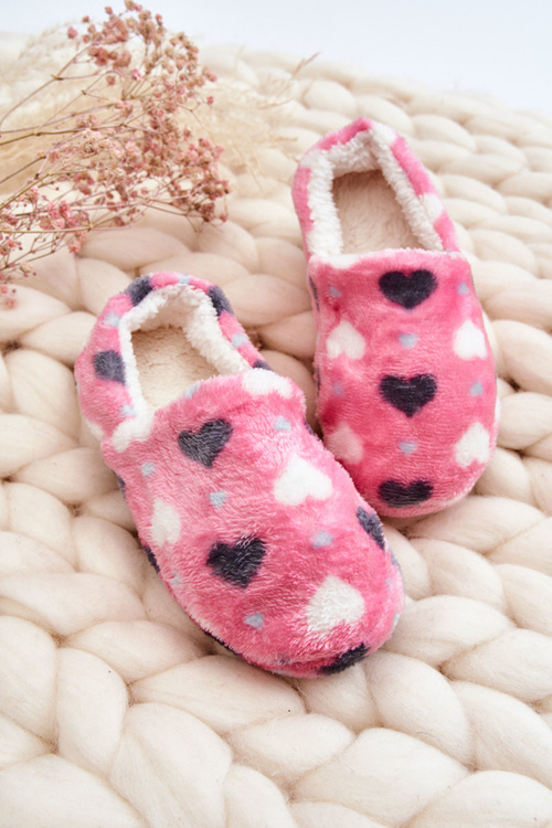 Дитячі утеплені шльопанці в сердечку Pink Meyra