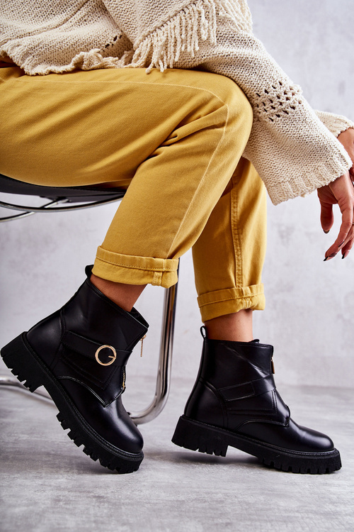 Шкіряні теплі черевики на блискавці Чорні Verina
