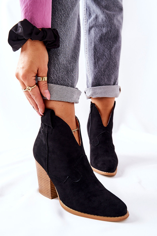 Чоботи жіночі на підборах чорні меронет