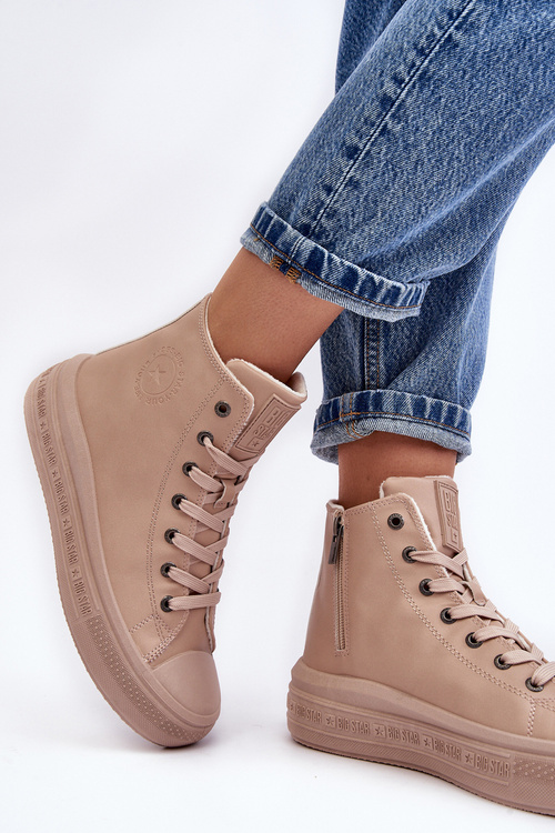 Жіночі кросівки на блискавці з підкладкою, бежеві Big Star MM274022