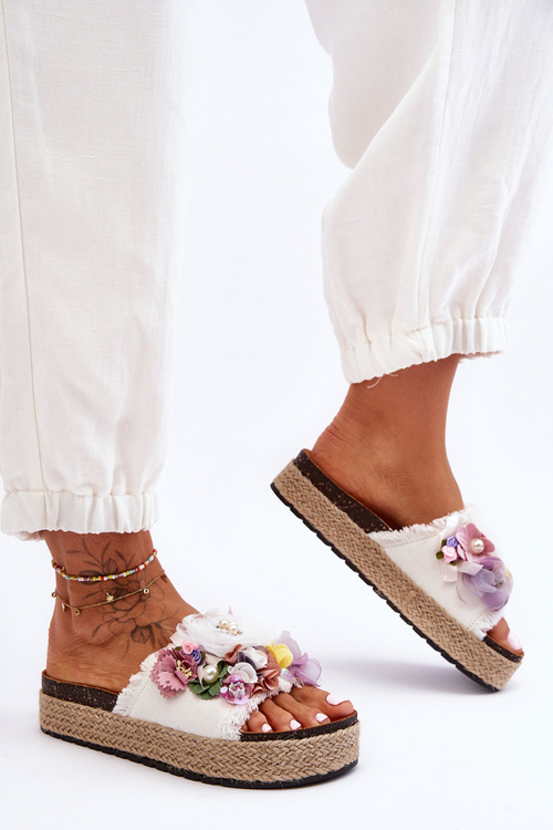 Матеріал Тапочки з квітами Білий Nessa