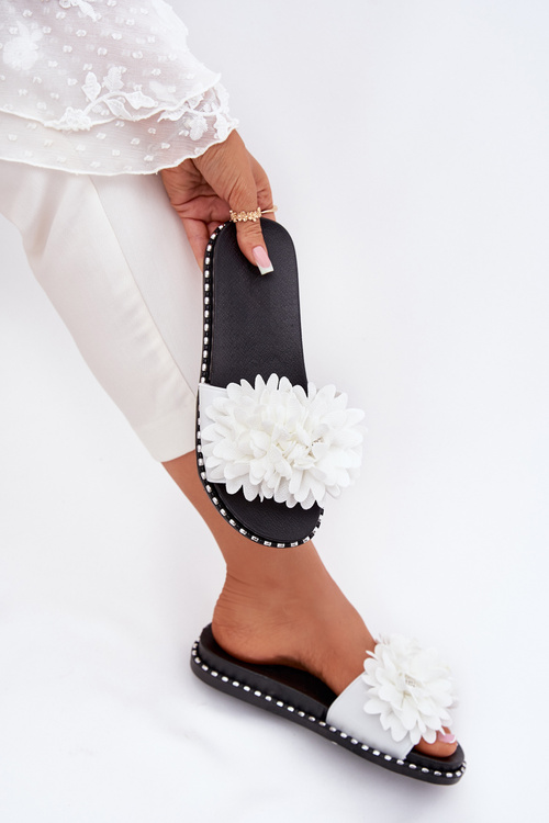 Жіночі Сандалі, Прикрашені Квітами, Білі Cellanen