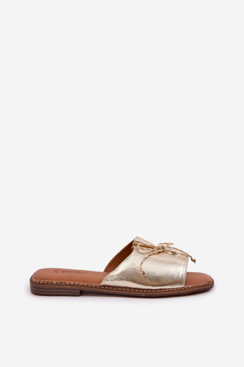 Сандалі На Плоскій Підошві З Декоративним Бантом Золоті Deonelis