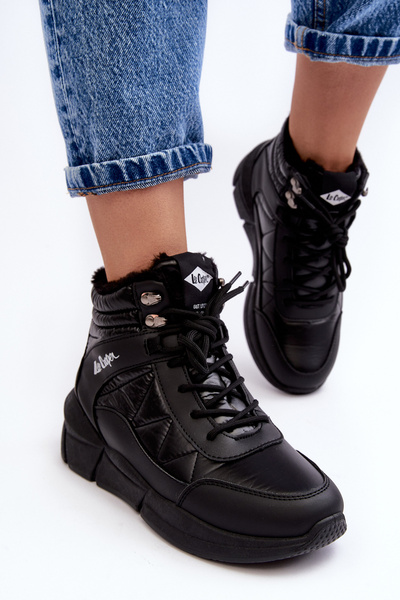 Жіночі чоботи Lee Cooper LCJ-23-44-1984 Чорні на платформі та хутряній підкладці