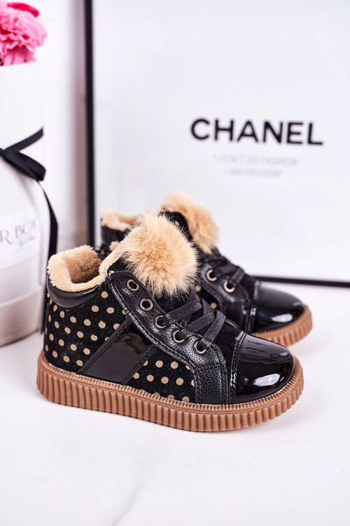 Кросівки дитячі утеплені в горошок Чорні Анастасія