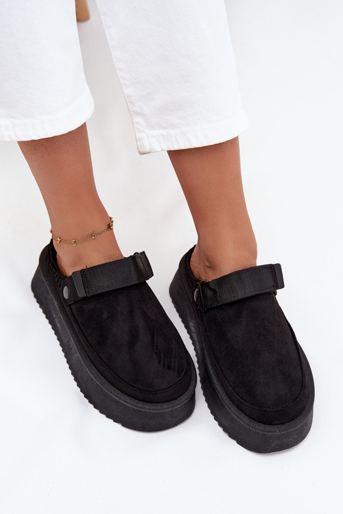 Жіночі зимові чоботи на платформі з липучкою чорні Jorielle