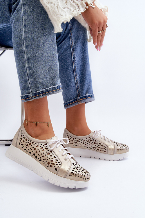 Шкіряні напівчеревики на платформі бежеві Hypnosis