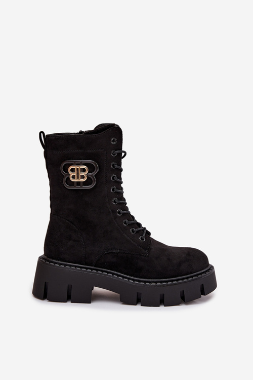 Теплі жіночі робочі чоботи з оздобленням чорні Melisse