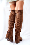 Жіночі високі чоботи на підборах коричневого кольору Corrig