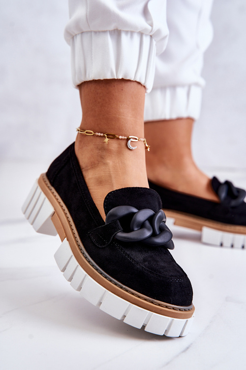 Замшеві лофери з декором Black Talisa