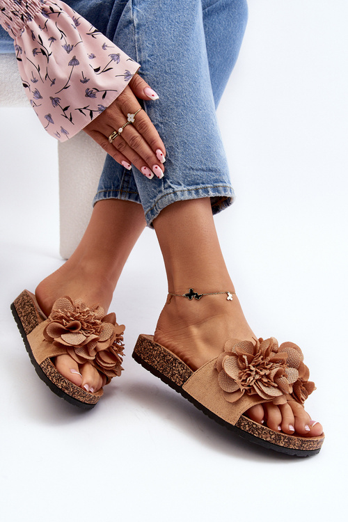 Жіночі тапочки з квітами коричневого кольору Lulania